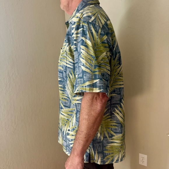 ONO & COMPANY By Liberty House Vintage Aloha Hawaiian Shirt Blue & Green Palm XL - Picture 10 of 16